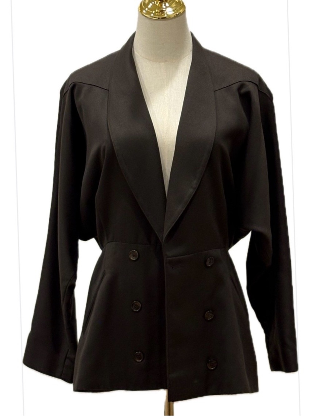 Wallis Exclusive Vintage Brown Double-Breasted Peplum Dolman Sleeves Blazer 10